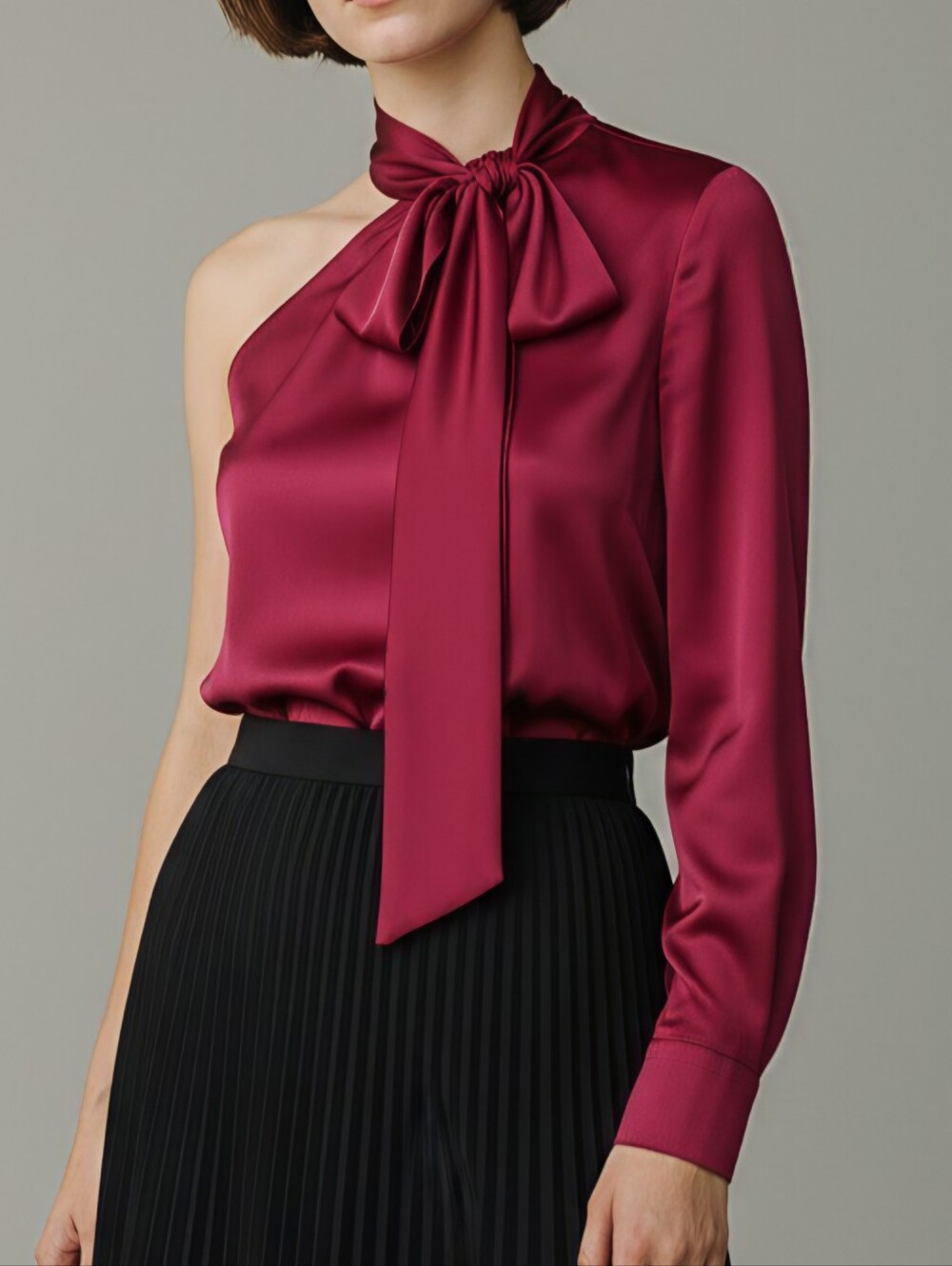 Elegant Red One-Shoulder Women's Top